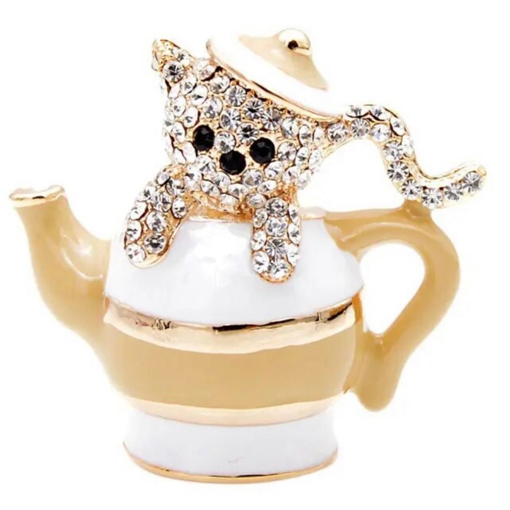 ‎TEAPOT KITTY BROOCH